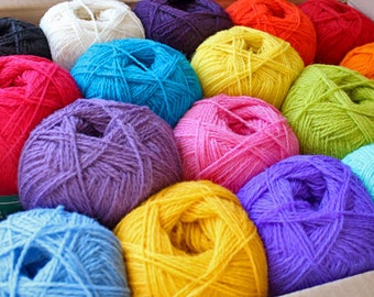 WOOL YARN assorted color mix  17balls + free shipping