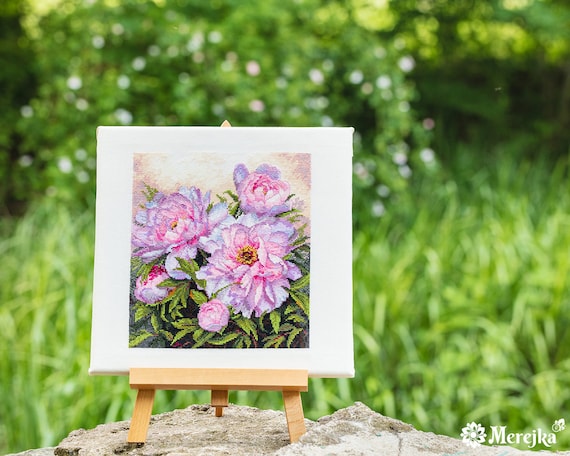 Merejka Kreuzstich-Set In Rosa – Inkl. Aida-Stoff, DMC-Garne, Nadel Und Anleitung, Motiv 15 X 15 Cm