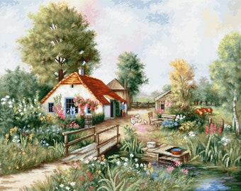 Village Landscape - counted cross stitch kit by Luca-s brand BU4011