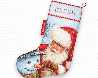 Christmas Stocking KIT cross stitch Santa and Snowman - Letistitch 921