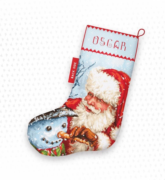 Christmas Stocking KIT Cross Stitch Santa and Snowman Letistitch