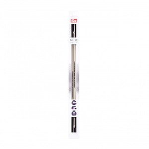 May include: A white and purple package containing a pair of silver knitting needles. The package has the text "Prym Ergonomic" and "3.5 35 cm" printed on it.