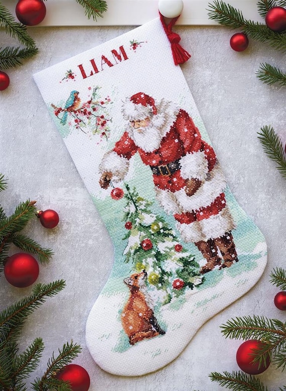 Dimensions Gold Collection Santa's Flight Stocking Counted Cross Stitch-16 Long 16 Count