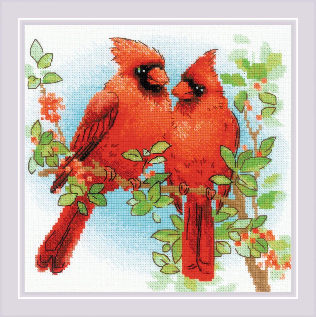 Red Cardinals Cross Stitch Kit by Riolis Brand 2096 Etsy