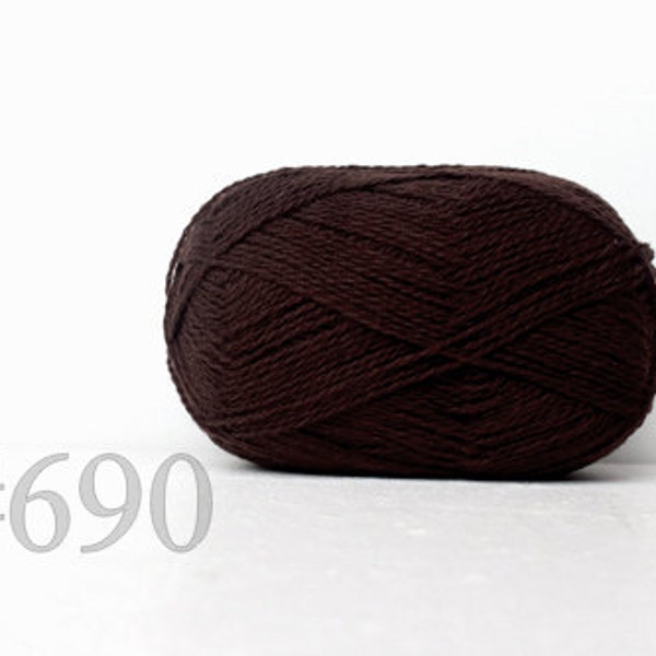 WOOL yarn 100%-Wool yarn for knitting, crochet - dark brown #690