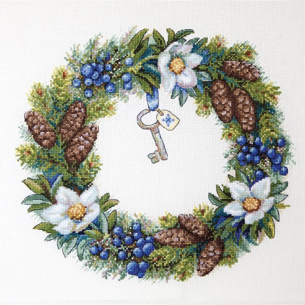 Winter wreath - Cross stitch kit by Merejka brand K-104