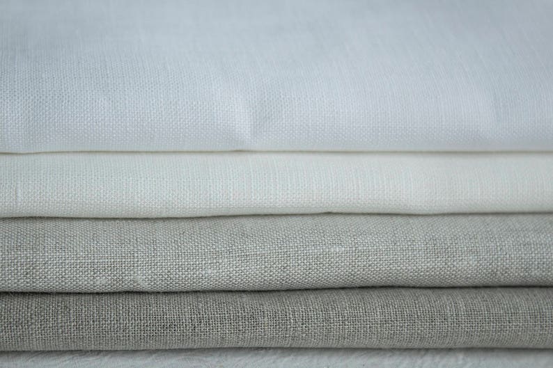 Undyed Linen fabric in snow white light grey and natural grey colors 160gm weight fabric for sewing natural white Pure Linen fabric