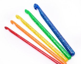 Rainbow plastic Crochet hooks   5-10mm * SET of 5