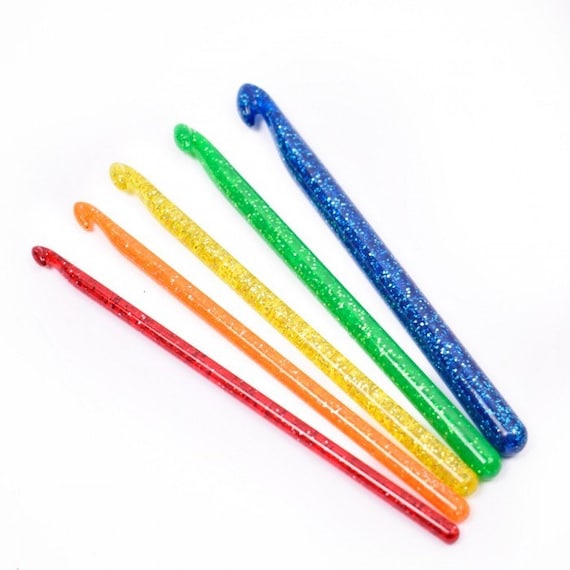 Rainbow Plastic Crochet Hooks 5-10mm SET of 5 