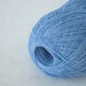 Haapsalu shawl yarn, Cobweb light blue color merino wool yarn - lace knitting yarn