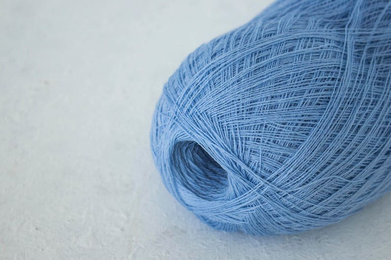 Haapsalu shawl yarn, Cobweb light blue color merino wool yarn lace knitting yarn image 1