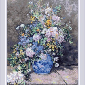 クロスステッチキット - P. A. ルノワールの絵画 2137 に基づく春の花束