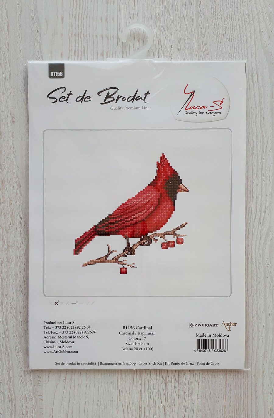 Cardinal counted Cross stitch kit with Belana 20ct fabric Etsy