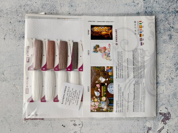 Kit Point De Croix Compté Riolis Meow-Zen 1878 - Chat Multicolore - Toile Aida 4.4