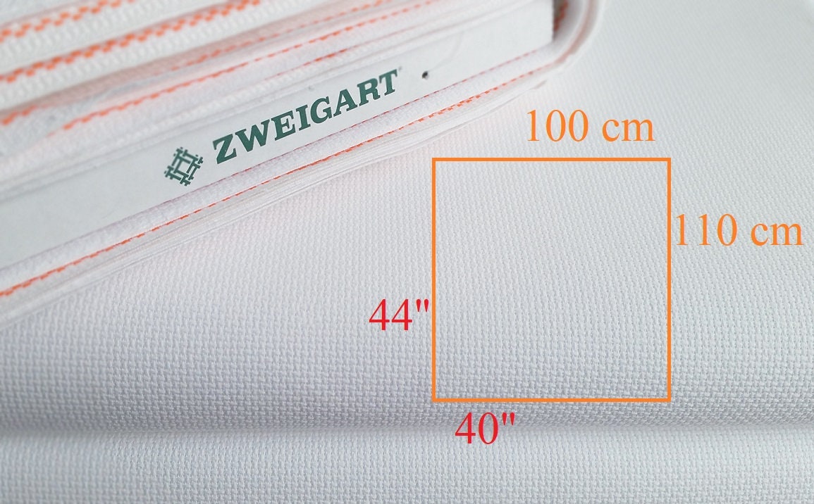 Zweigart 14 Count Aida Fabric - Snow White (100) - Pre-cut Sheets, Made In Germany
