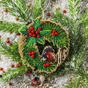 Christmas ornament KIT with beads and plywood base