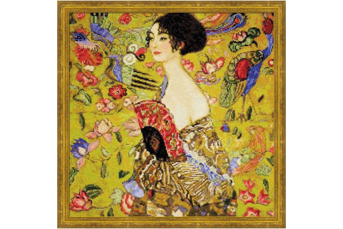 クリムト 絵画 クロスステッチキット 1226 扇を持つ女性 G. クリムトの絵画を元
