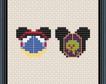 Mouse Ears Fairest Apple Cross Stitch Pattern .PDF - Instant Download
