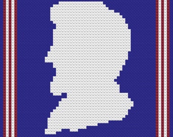 President Lincoln Silhouette Cross Stitch Pattern .PDF - Instant Download