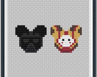 Mouse Ears Galaxy Darth Vader + Padme Amidala Cross Stitch Pattern .PDF - Instant Download
