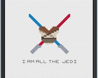 Mouse Ears Galaxy Rey I Am All the Jedi Cross Stitch Pattern .PDF - Instant Download