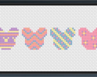 Mouse Ears Easter Eggs Cross Stitch Pattern .PDF - Instant Download