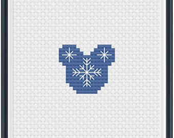 Mouse Ears Snowflake Cross Stitch Pattern .PDF - Instant Download
