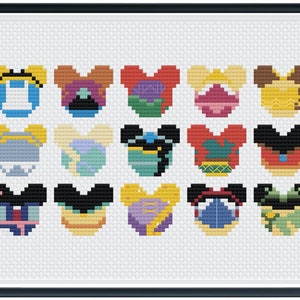 Mouse Ears Princess Collection Stitch Pattern .PDF - Instant Download