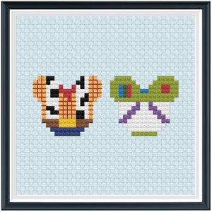 Mouse Ears Woody and Buzz Lightyear Cross Stitch Pattern .PDF - Instant Download