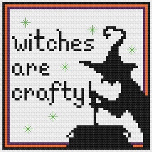Witches are Crafty Halloween Cross Stitch Pattern .PDF - Instant Download