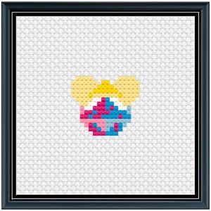 Mouse Ears Aurora Pink and Blue Cross Stitch Pattern .PDF - Instant Download
