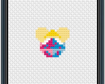 Mouse Ears Aurora Pink and Blue Cross Stitch Pattern .PDF - Instant Download