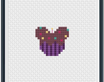 Mouse Ears Birthday Cupcake Cross Stitch Pattern .PDF - Instant Download