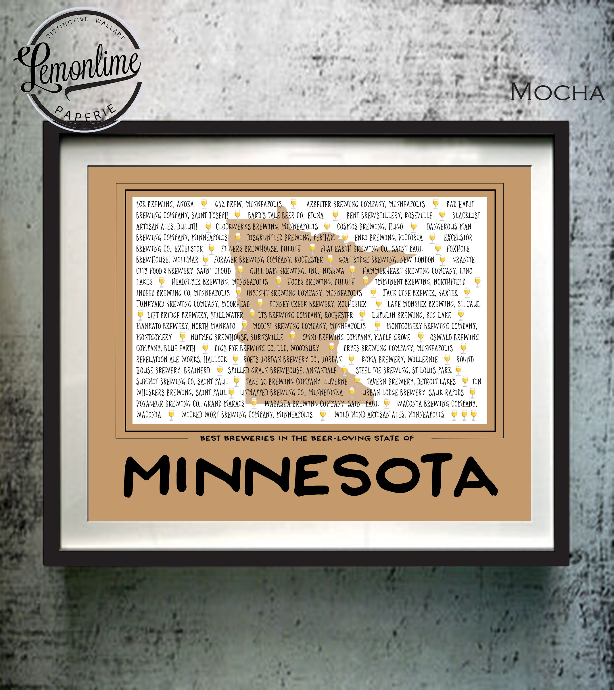 Minnesota beer map Minnesota Breweries Wall Art Minnesota | Etsy