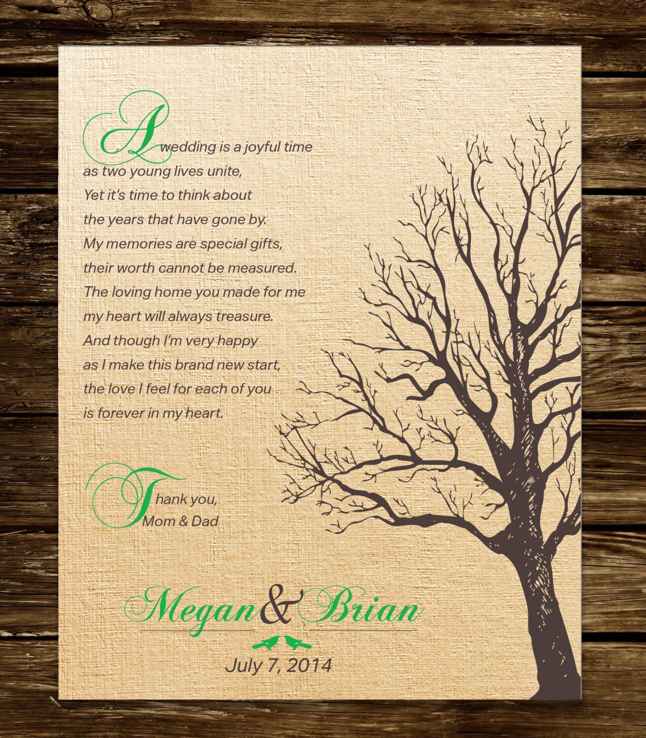 Parents Wedding Gift Wedding Thank you Gift Gift for Etsy