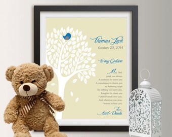 Boy Baptism Wall Art, Christening Gift Boy, Personalized, Christening Keepsake, Boy Godchild Gift, Christening Gift from Godparents