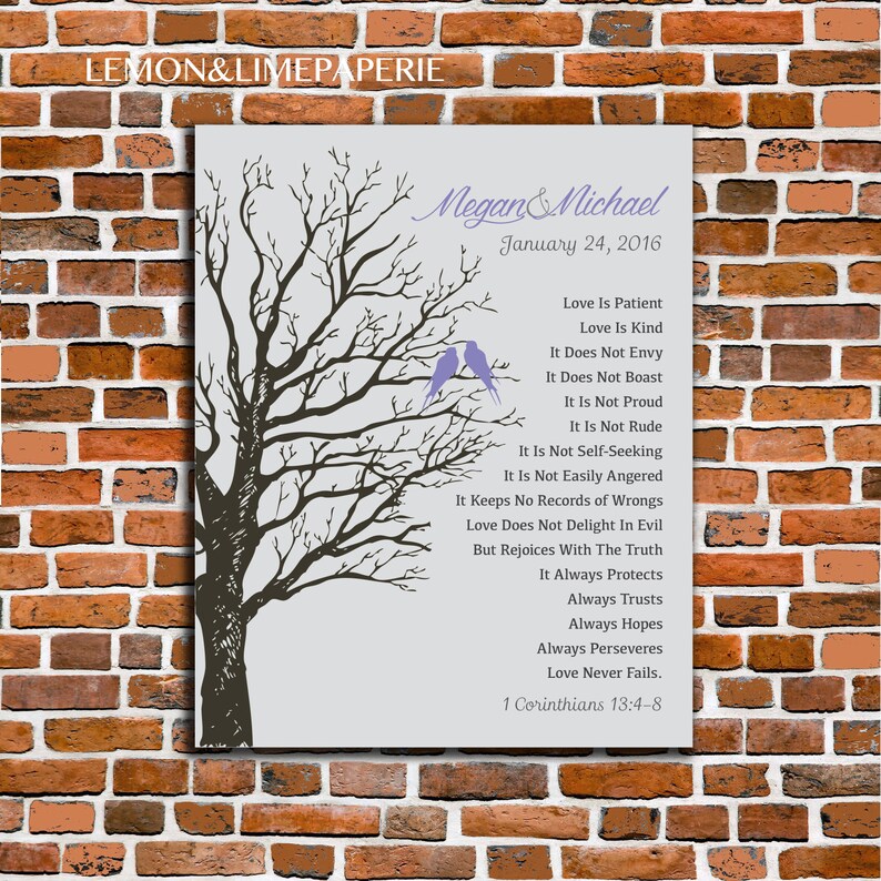 1 Corinthians 13 Wedding Gift Personalized print Love is