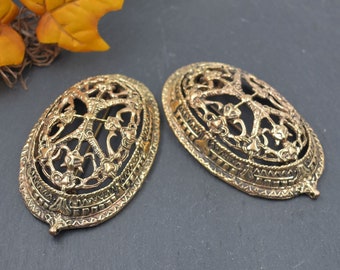 Broches grandes de tortuga vikinga P49 de bronce – broches ovalados al estilo Borre – Petersen 49 R651 – 1 par para un vestido de peto