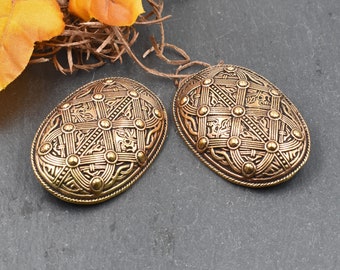 Viking tortoise brooch set from Norway in Oseberg style - Viking apron dress brooch - Garment adornment for norse woman