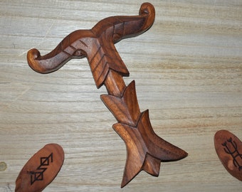 Wanddeko Irminsul aus Holz ca. 17 cm - Kraftvolles germanisches Symbol - heidnische Deko - Erminsul - Weltensäule - Yggdrasil