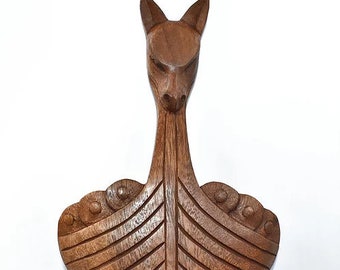 Viking Ship as Wall Picture - Wooden Deco Viking - Nordic Wall Picture - Dragon Boat Size 30 cm × 17 cm × 3.3 cm / 11,8 x 6,7 x 1,3 "