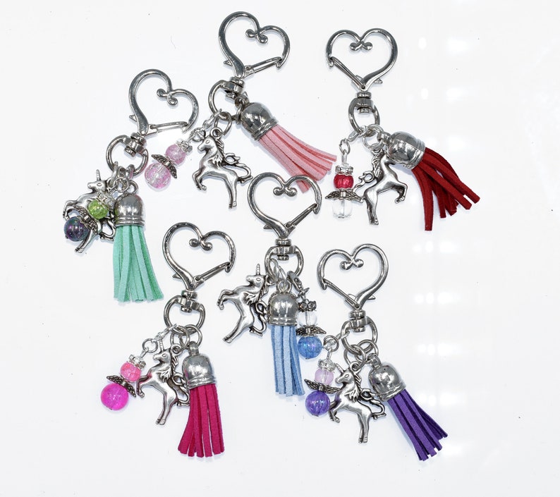 Cute Unicorn Keychain With Guardian Angel Pocket Dangler Etsy