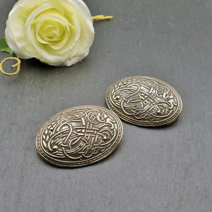 Wikinger Fibel Set für die nordische Tracht Größe ca. 5,6 x 4 cm - Bronze Broschen im Ringerike Stil fürs Wikingerkleid