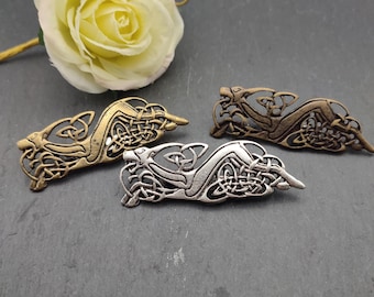 Celtic Dog Brooch – Interlace Animal Brooch in 3 Colours – Celtic Inspired Jewellery – Medieval Style Brooch