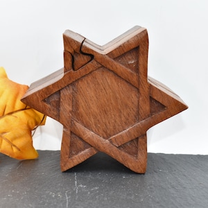 Scatola a stella in legno e anche scatola puzzle, portagioie Stella di David per piccoli regali, scatola a stella per piccoli tesori