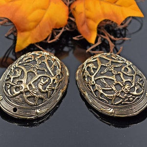 Viking brooch set by Öland, turtle brooch for Viking hangerock, oval brooch replica, Viking jewelry for brooch chains, 2 pieces