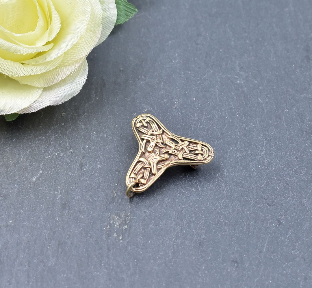 Small Viking Cloverleaf Brooch With Cm Bronze and Sterling