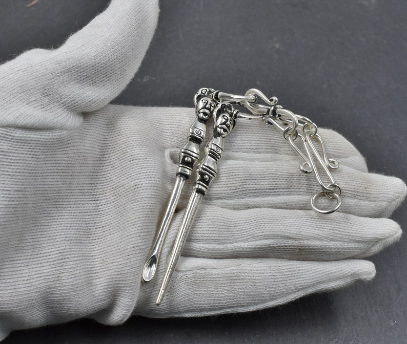 Norse brooch chain Gotland Hygiene Set Viking toilets set made of silver plated bronze