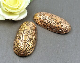 Juego de fíbulas de bronce vikingo – Fíbulas ovaladas para vestido – Fíbulas de tortuga con ojales – 1 par