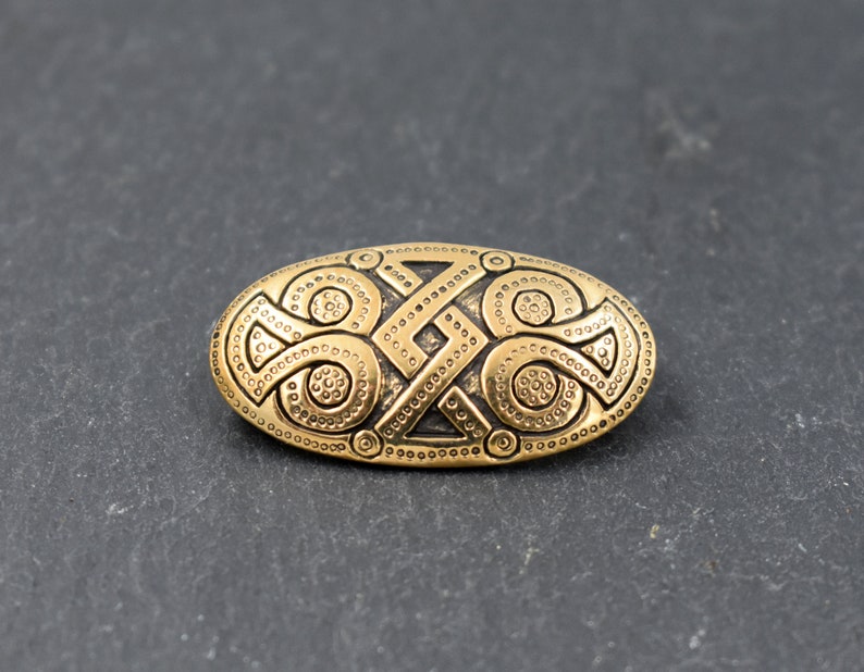 Kleine Wikinger Brosche im Jelling-Stil aus Bronze – Wikinger Fibel – Gewandfibel für Tunika Kleid – Reenactment Schmuck